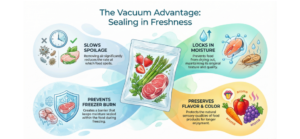 Infographic showing vacuum food packaging benefits